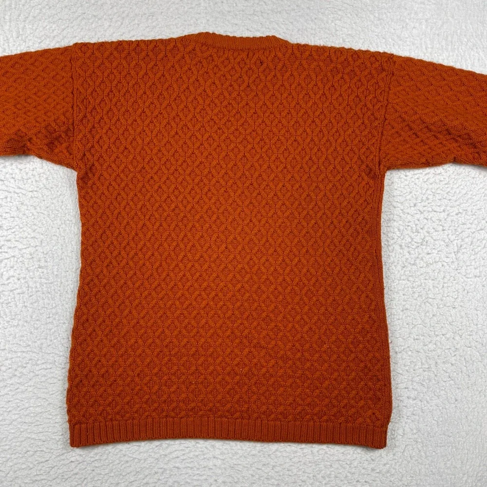 J. Crew Wool Sweater Womens Large Burnt Orange Diamond Cable Knit‎ Crew Classic